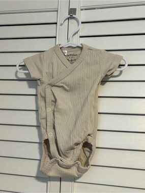 Lefties Baby Neutral Ribbed Wrap-Front One-Piece Bodysuit - Cream
